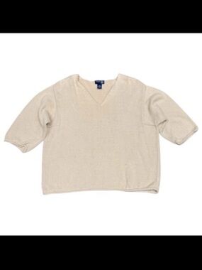 Women's Drop V-Neckline Short Sleeve Sweater‎ Top Tan | Size 18/20